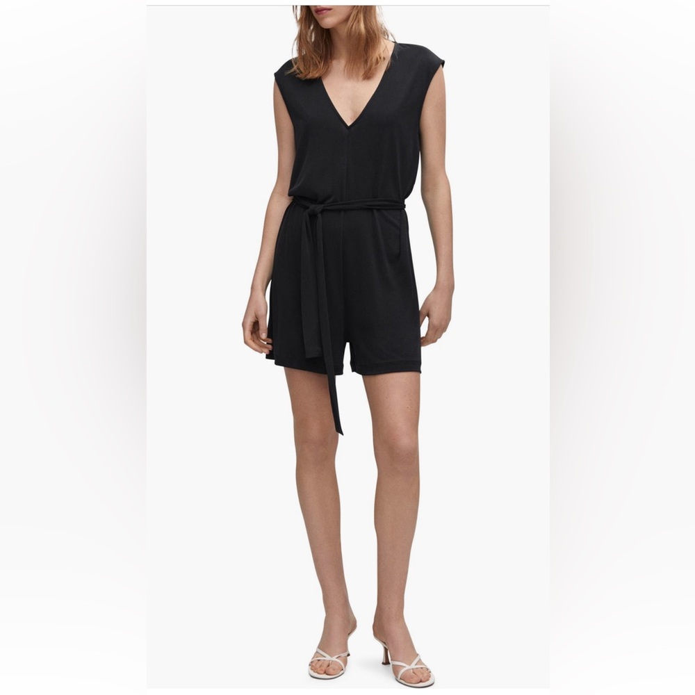 MANGO Tie Waist V-Neck Romper NWT